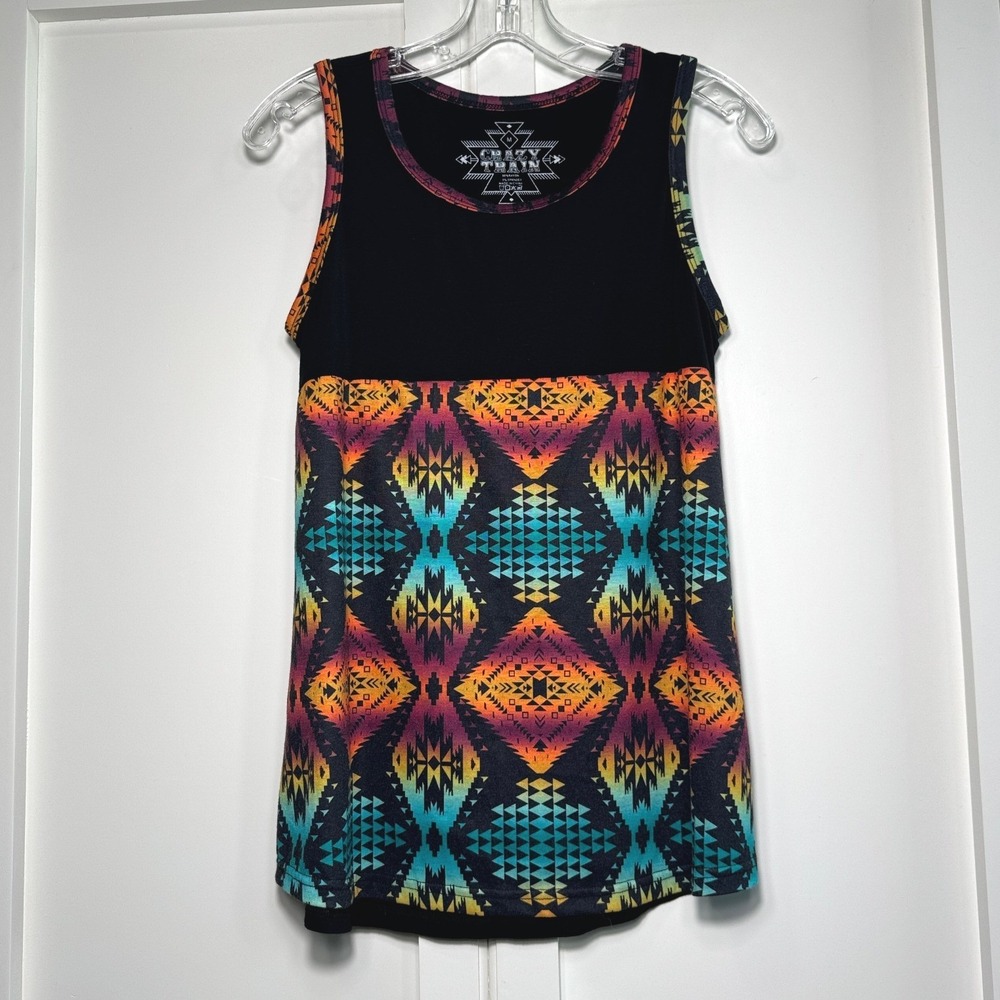 Crazy Train Desperado Women Southwestern Rainbow Tank Black Size M Sleeveless‎ - Picture 2 of 7